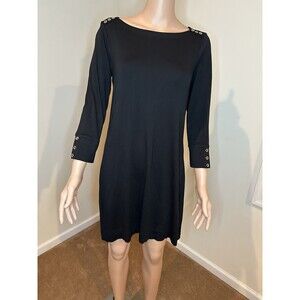LILLY PULITZER SOPHIE DRESS Black Size Medium Gold Button